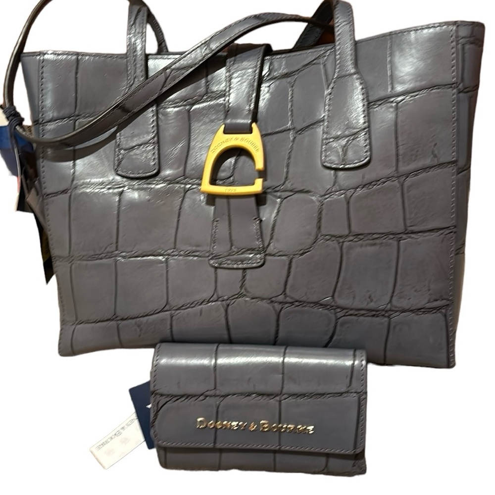 NWT DOONEY & BOURKE Tote, shoulder bag, satchel handbag, wallet, set steel blue